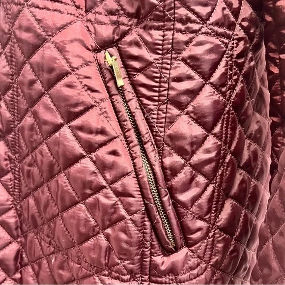 Hobbs London Burgundy Quilted Zip Front Hip Length Coat Women’s US 14 - Picture 11 of 14